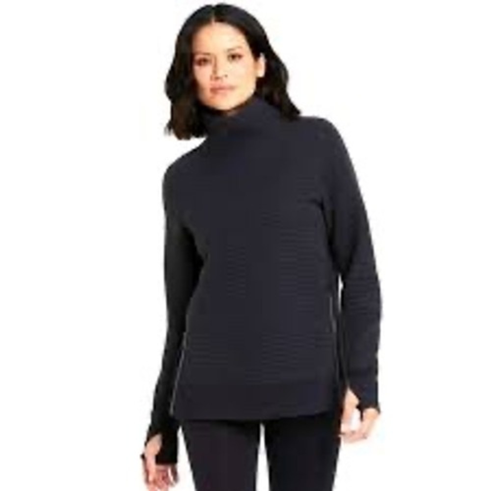 all in‎ motion Womens Turtleneck Quilted Pullover Sweatshirt Black Size L